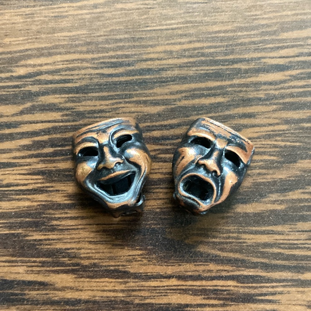 Avon Copper Theater Mask Earrings - Vintage Clip-ons